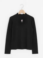 ワンポイント刺繍パワショルプルオーバー/ブラック