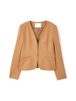 圧縮ジャージーノーカラージャケット/ブラウン(050)