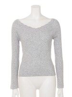 スカラVネック前後2wayリブニットプルオーバー/ブラック