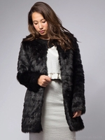 段々ファーコート/ブラック