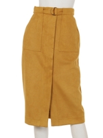 【Marie Hill】ベルト付きスウェードタイトスカート/ブラック