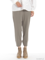 アルガンオイル2WAYストレッチツイル裾リボンパンツ/ベージュ