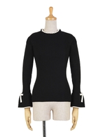 【an another angelus】配色袖口リボンニットプルオーバー/L/GRAY