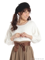 レースアップドロップショルダーニット/ウスグレー