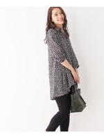 総柄プリントスキッパーブラウス/ネイビー(393)