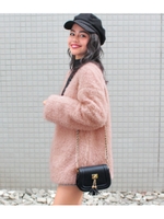 【chille anap】プードルファーノーカラーカーディガン/GRY