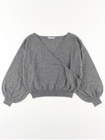 カシュクールニットプルオーバー/杢グレー