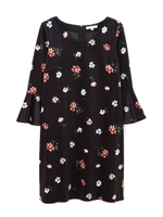 ベロアフラワープリントワンピース/ボルドー(070)