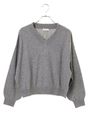 ・Vネックゆるニットプルオーバー/杢ライトグレー