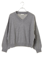 ・Vネックゆるニットプルオーバー/杢ライトグレー
