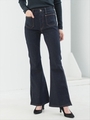 12ozストレッチDENIMスリット入りベルボトム/ブルー