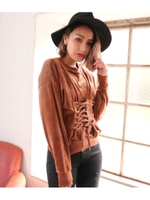 【Latina】ウエストレースアップベロアプルオーバー/ブラック(027)