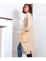【Latina】ポケットファーロングニットカーディガン/ベージュ(005)