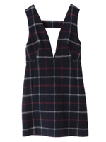 【ジャンスカ】タイトモコモコチェック柄ジャンパースカート/ネイビー