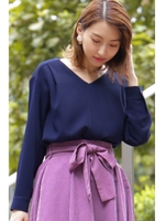 ジョーゼットタックブラウス/ネイビー(120)