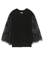 レースフレアーニットプルオーバー/BLK