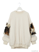 袖MIXファーレースワンピ/ホワイト