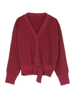 ベルト付ドルマンカーディガン/ワイン