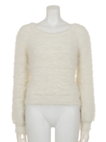 ボリュームシャギーKnit TOP/WHT