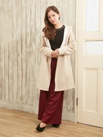 ミル起毛フードコーディガン/ベージュ/オフホワイト