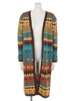 【ANAP】MIX柄ニットロングカーディガン/レンガ(068)