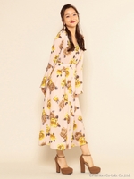 ローズプリントマキシドレス/ブラック