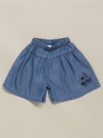 BABY刺繍デニムキュロットスカート/ブルー