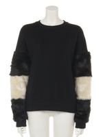 フェイクファースリーブスウェットプル/ブラック