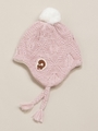 BABY 透かし編み+凡天 耳付き帽子/ピンク