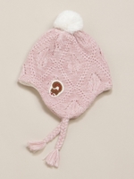 BABY 透かし編み+凡天 耳付き帽子/ピンク