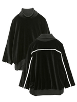 HIGH NECK VELOUR TOP/ブラック