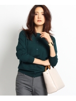 【洗える】[S]ウールクルーニットカーディガン/ブルー(692)