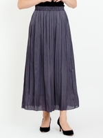 ヴィンテージサテンプリーツロングスカート/ネイビー