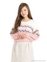 ノルディック柄ニットチュニック/ピンク