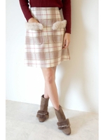 モール　ライン　チェック　スカート/グレー(020)