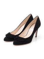 〈ラブリーウォーク〉本革プリーツパンプス/ブラックスエード