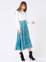 ラインフラワースカート/オフホワイト