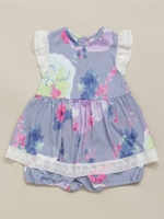 BABY クラウドフラワープリントワンピオ-ル/ネイビー