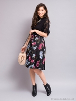 グログランフラワースカート/グリーン