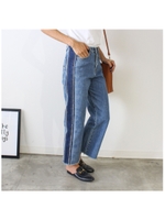 サイドラインデニムパンツ/ブルー