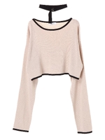 チョーカー付ニットトップス /ベージュ