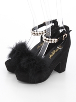 パールストラップフェザーサンダル/パープル