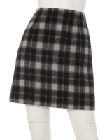 バックスピンドルチェック台形スカート/ブラック