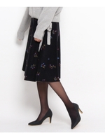 レトロフラワーニットスカート/ブラック(419)