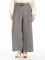 起毛チェックワイドパンツ/アカ