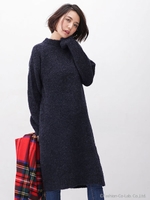 ブークレハイネックニットワンピ/グレー