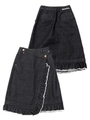 FRINGE DENIM SKIRT/ブラック