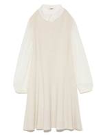 シースルースリーブニットワンピース/WHT