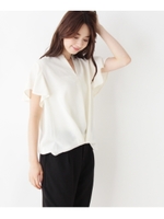 【洗える/WEB・名古屋高島屋店限定】フレアスリーブタックスキッパーブラウス/サンドベージュ(053)