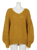 モヘアタッチガータースリーブニットPO/O/WHT